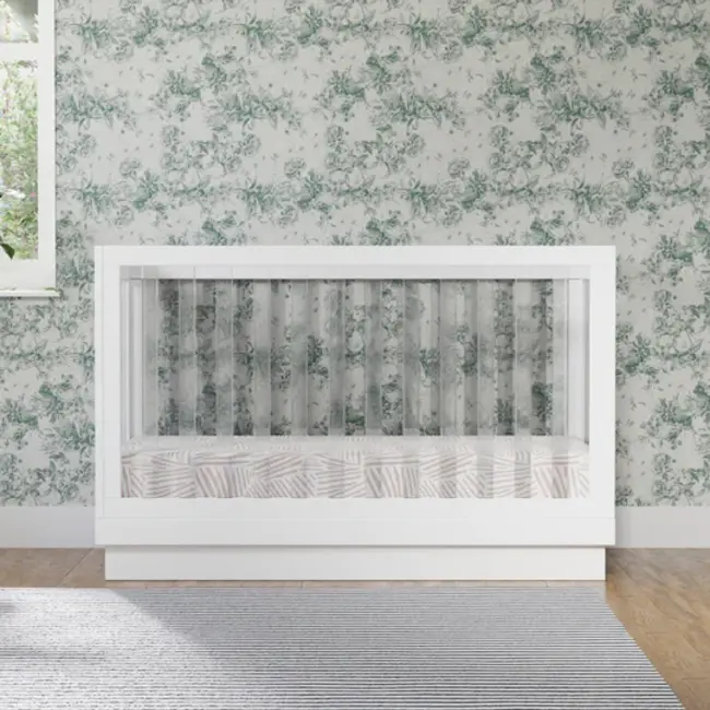 Baby Letto Harlow Acrylic 3-in-1 Convertible Crib with Toddler Bed Conversion Kit