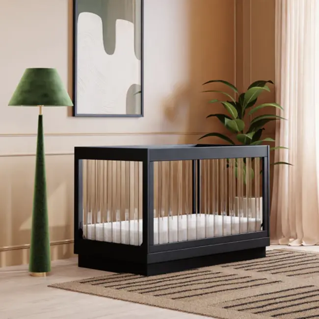 Baby Letto Harlow Acrylic 3-in-1 Convertible Crib with Toddler Bed Conversion Kit