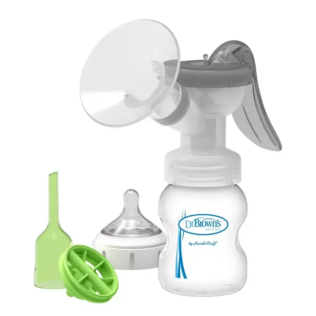 Dr. Brown's Manual Breast Pump with Soft Shape Silicone Shield & Anti-Colic Options+ Baby Bottle - 4ct - 5oz
