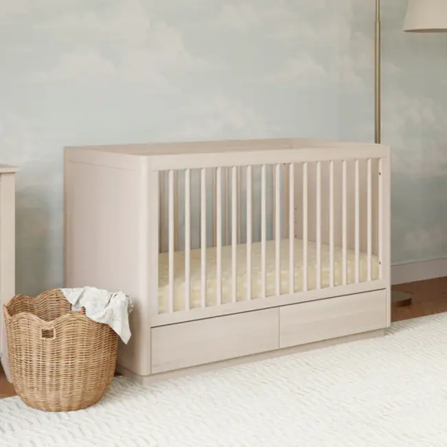 Baby Letto Bento 3-in-1 Convertible Storage Crib with Toddler Bed Conversion Kit