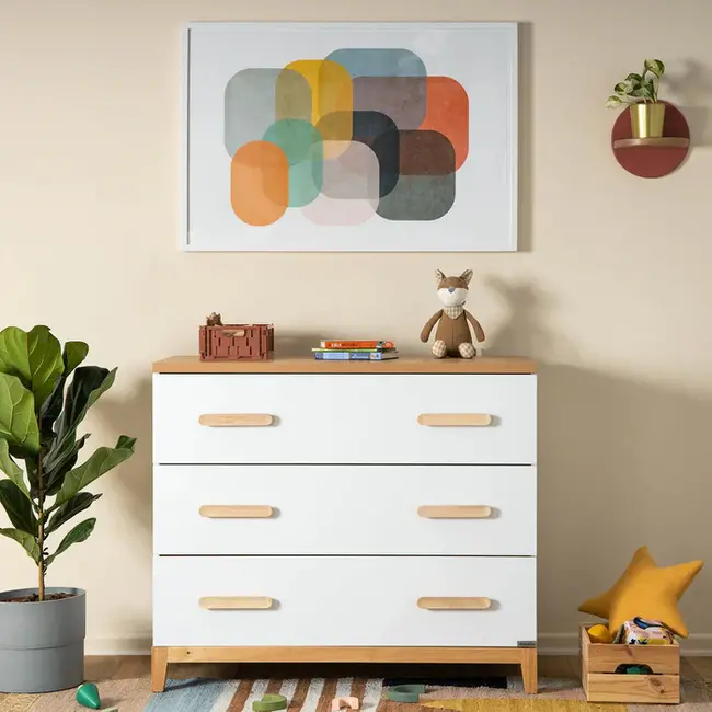 Dadada Lala Little 3 Drawer Dresser In White/Red Oak