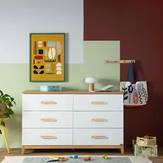 Dadada Dadada Lala Big 6 Drawer Dresser White/Red Oak