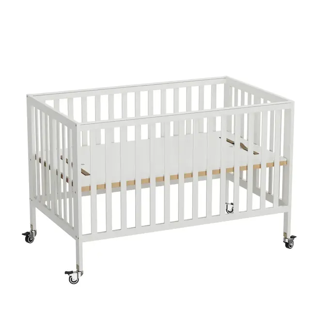 Fizzy Baby Modern Full Size Portable Crib 2 Level White