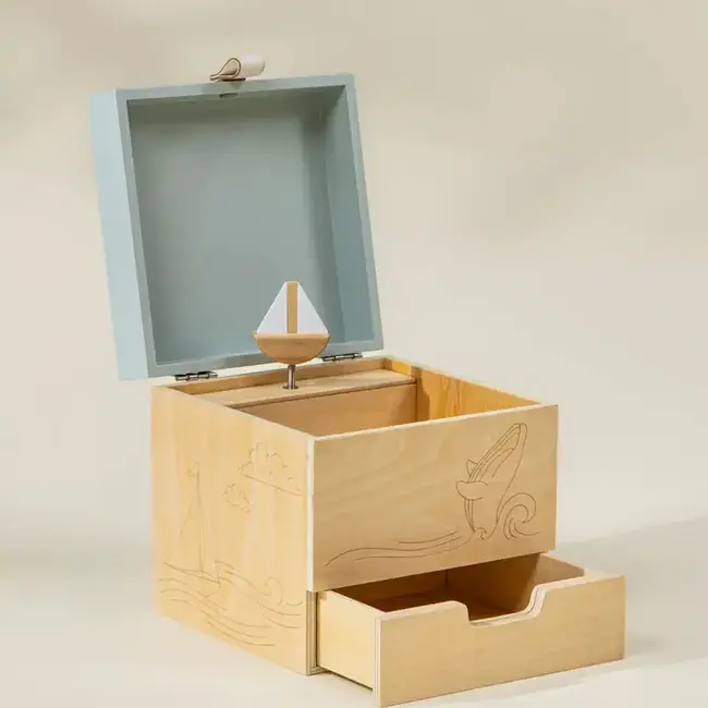 Coco Village Wooden Musical Souvenir Box - Ocean