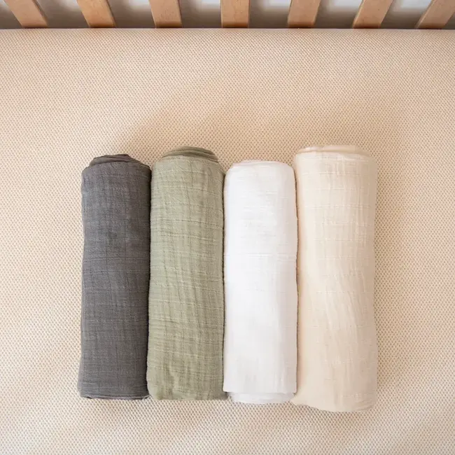 Naturepedic Organic Cotton Baby Swaddle Blanket White/Cream/Grey/Green