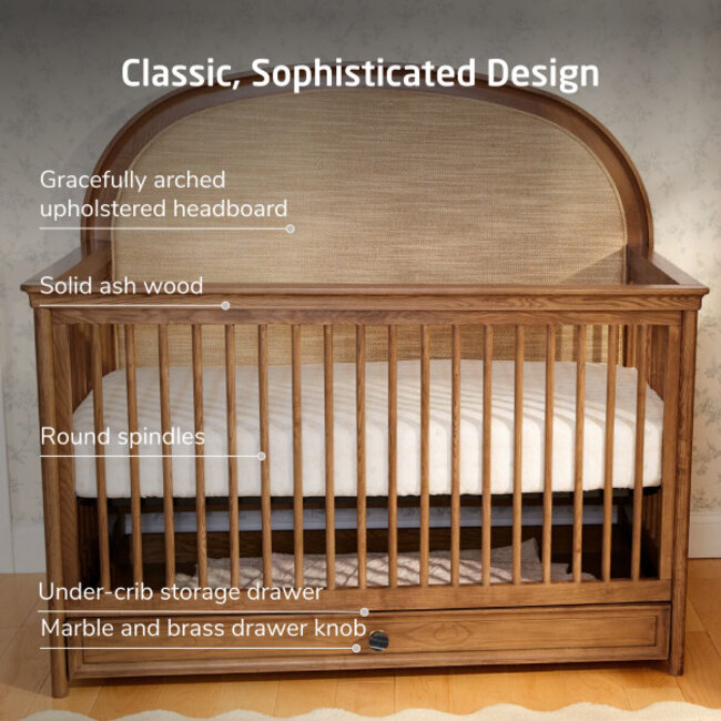 Maxi Cosi Quiet Luxury 6-in-1 Convertible Crib with Toddler Bed/Daybed Conversion Kit In Dolce Oak Stain