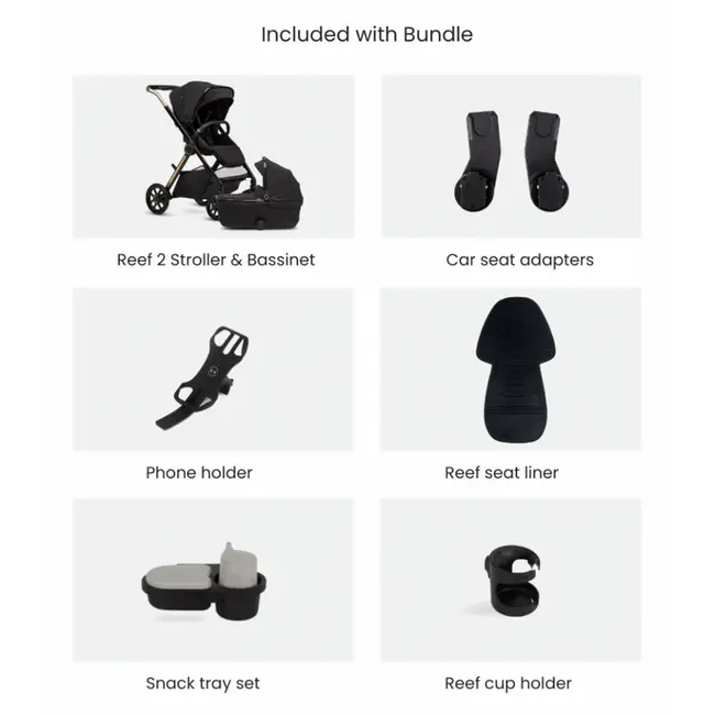 Silver Cross Reef  Stroller Accessory Bundle + Folding Bassinet - Espresso