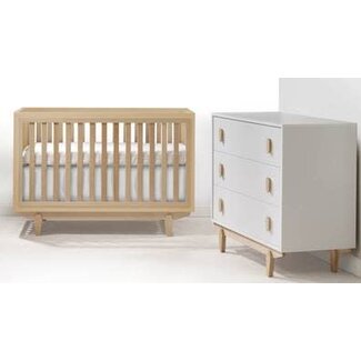 Tulip Juvenile Tulip Juvenile Tate  Convertible Crib With 3 Drawer Dresser XL Natural/White-Natural