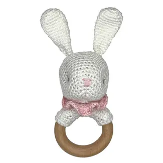 Zubels Zubels Bunny Bamboo Crochet Woodring Rattle