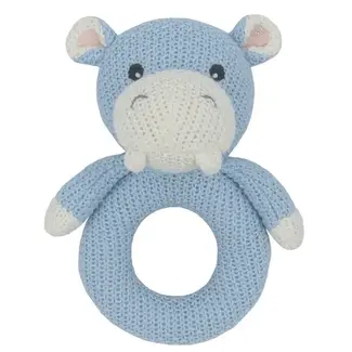 Living Textile Living Textile Whimsical  Cotton Knit Baby Rattle Henry Hippo