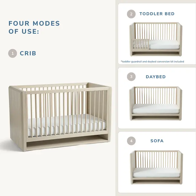 Maxi Cosi NorCal Island Crib In Sunbleach Natural Stain