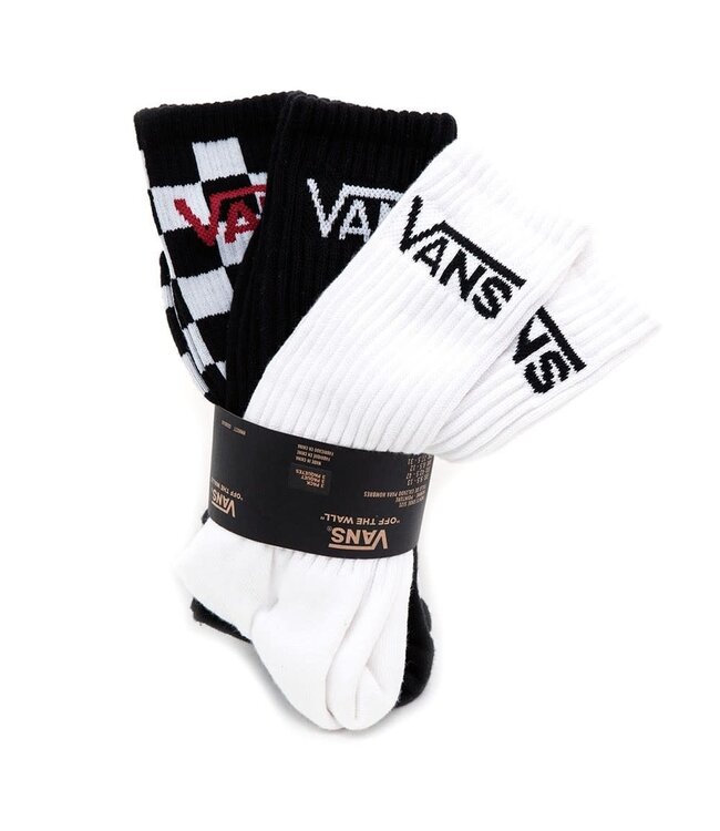 VANS VANS - CLASSIC CREW SOCKS 3 PACK ASST. (BLACK/WHITE/CHECKER)