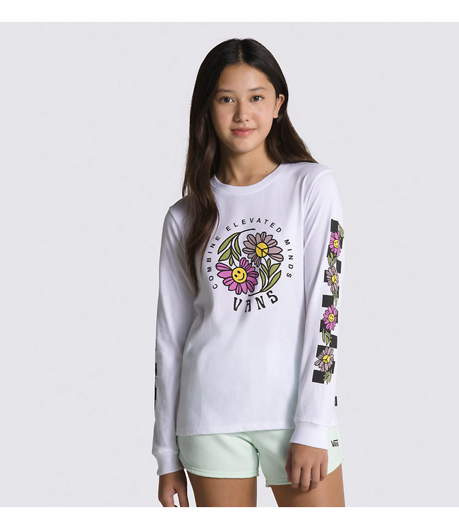 VANS VANS - T-SHIRT M/L ENFANT FLORAL ÉLEVÉ (BLANC)