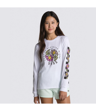 VANS VANS - T-SHIRT M/L ENFANT FLORAL ÉLEVÉ (BLANC)