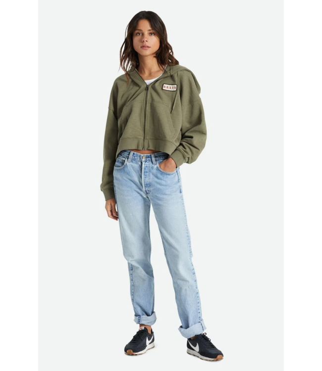 BRIXTON BRIXTON - MOVEMENT OVERSIZED ZIP HOODIE (OLIVE SURPLUS)