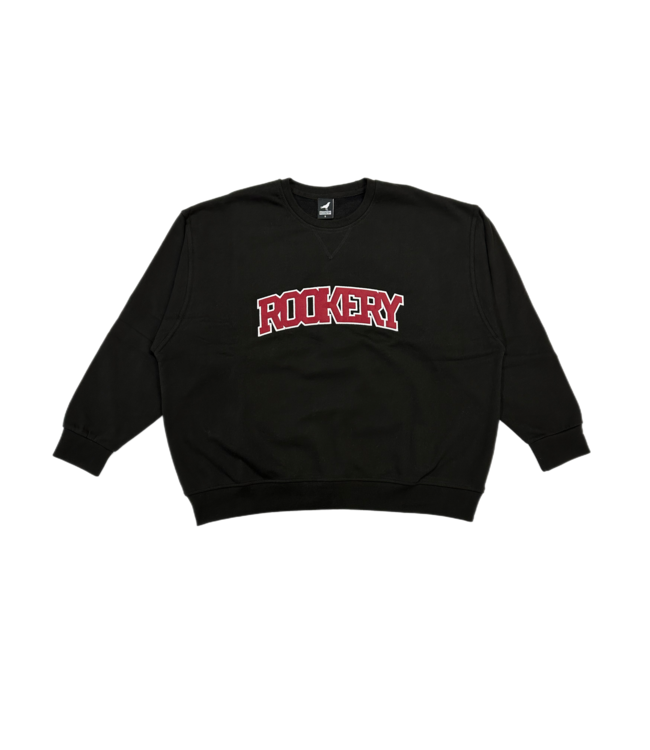 ROOKERY ROOKERY - VARSITY APPLIQUE OVERSIZED CREWNECK (BLACK)
