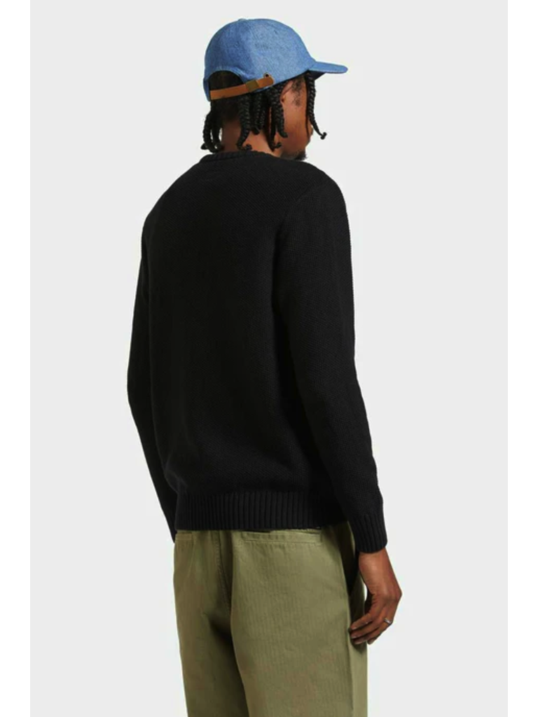 BRIXTON JACQUES WAFFLE KNIT SWEATER BLACK Boutique ROOKERY skateshop