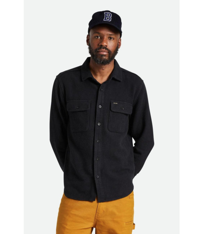 BRIXTON BRIXTON - BOWERY TEXTURED TWILL OVERSHIRT (BLACK)