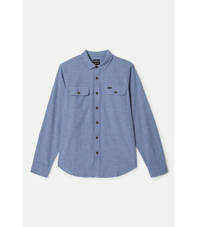 BRIXTON BRIXTON - THE DAILY COTTON L/S WOVEN (MEDIUM WASH CHAMBREY)