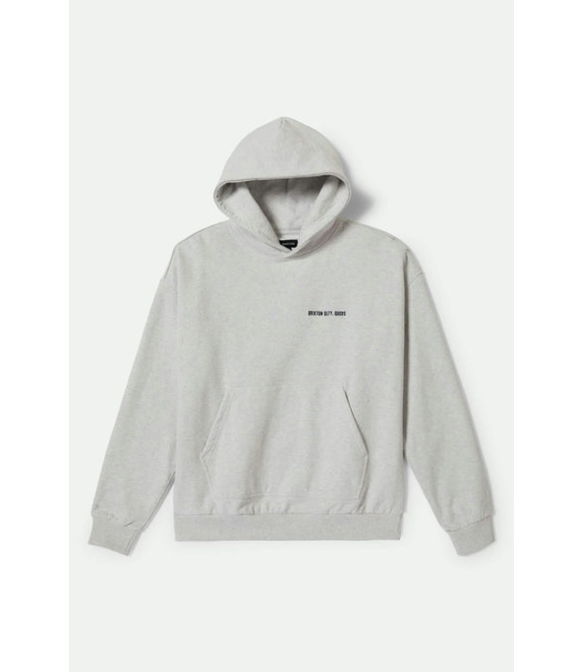 BRIXTON BRIXTON - EMBROIDERED HEAVY WEIGHT HOODIE (HEATHER GREY ASH)