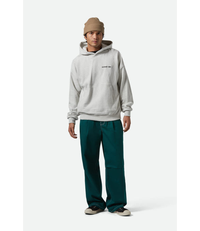 BRIXTON BRIXTON - EMBROIDERED HEAVY WEIGHT HOODIE (HEATHER GREY ASH)