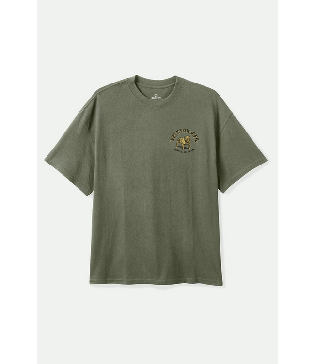 BRIXTON BRIXTON - BAUER HW RELAXED TEE (OLIVE SURPLUS CLASSIC WASH)