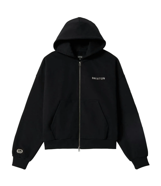 BRIXTON BRIXTON - EMBROIDERED HEAVY WEIGHT ZIP HOODIE (BLACK)