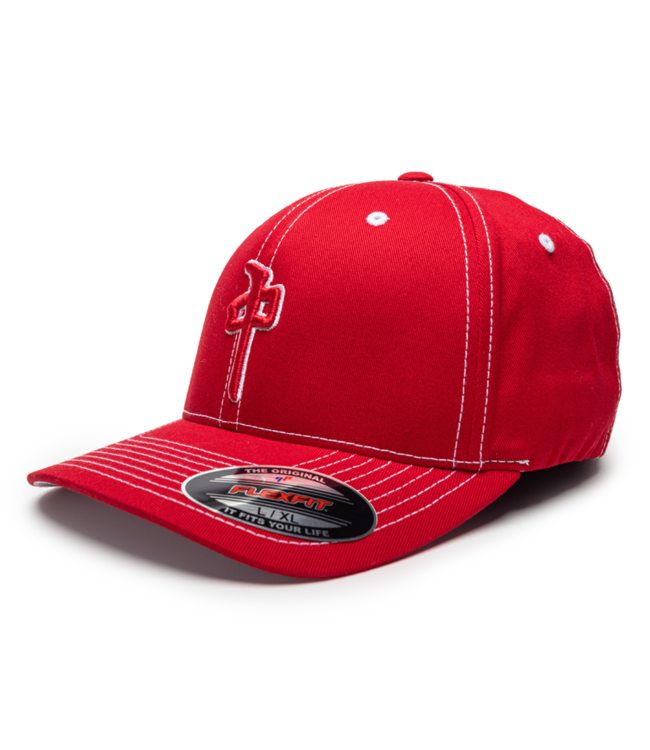 RED DRAGON RDS - OG PUFFY CONTRAST STITCH FLEXFIT CAP (RED/ WHITE)