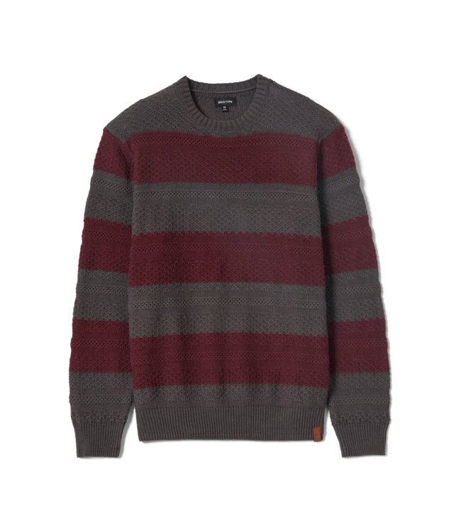 BRIXTON BRIXTON - MIDNIGHT CREW SWEATER (BLACK/ PORT STRIPE)