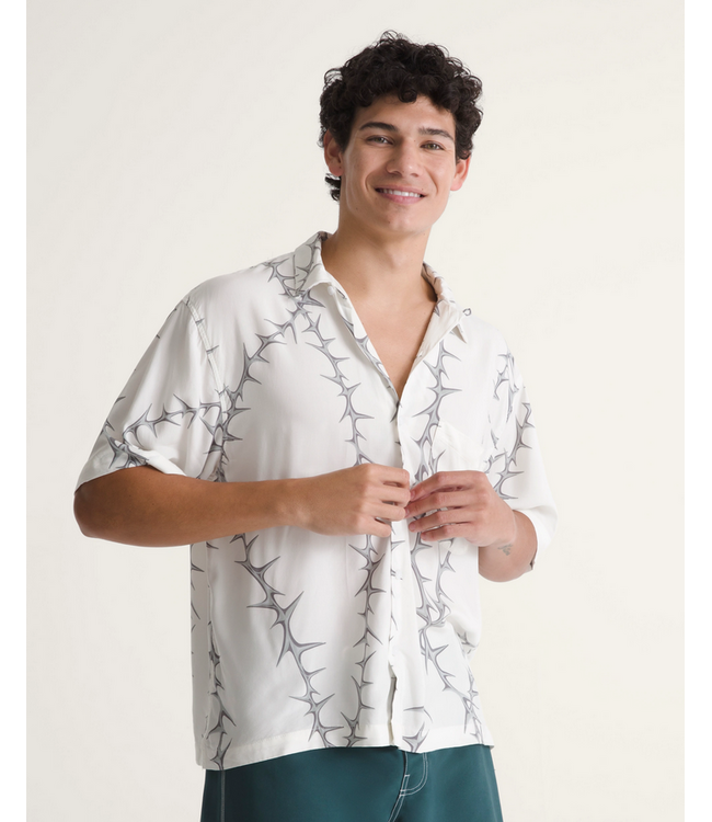 VANS VANS - VAN DOREN PRINTED CAMP SHIRT (WHITE)