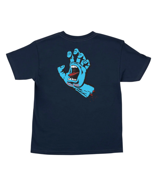 SANTA CRUZ SANTA CRUZ - SCREAMING HAND KID TEE (NAVY/ TRUE GLOW)