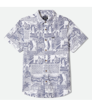 BRIXTON BRIXTON - CHARTER PRINT S/S WOVEN (NAVY/ WHITE COLLAGE)