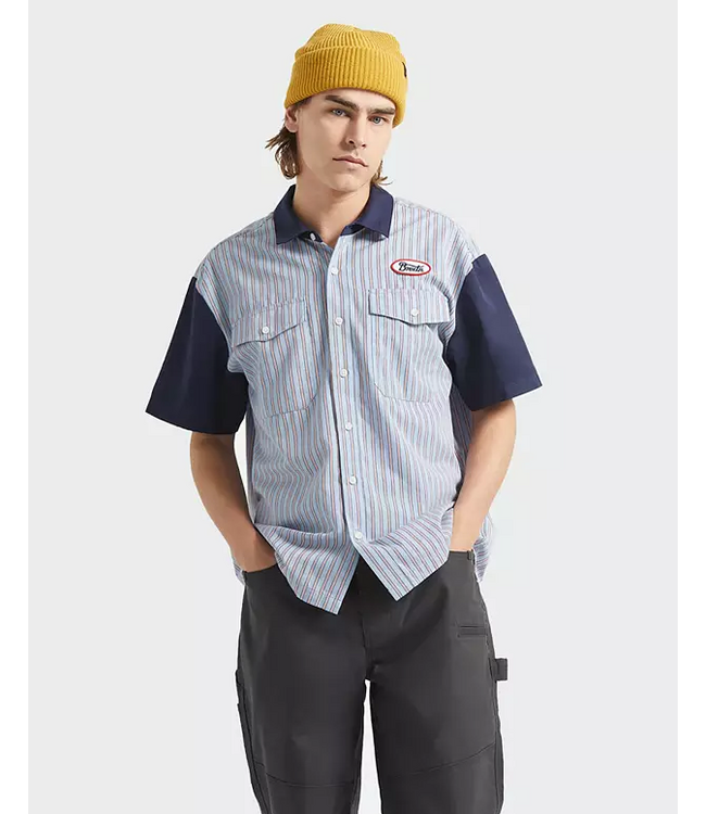 BRIXTON BRIXTON - BUILDERS OLSON S/S WOVEN (BLUE AURA STRIPE)
