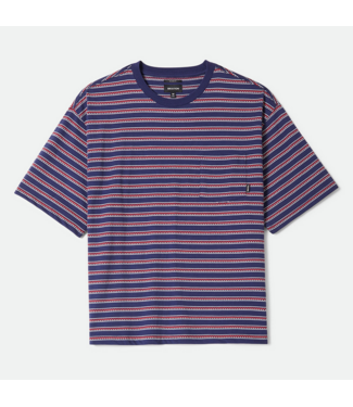 BRIXTON BRIXTON - POOLSIDE PIQUE BOX CROP TEE (WASHED NAVY)