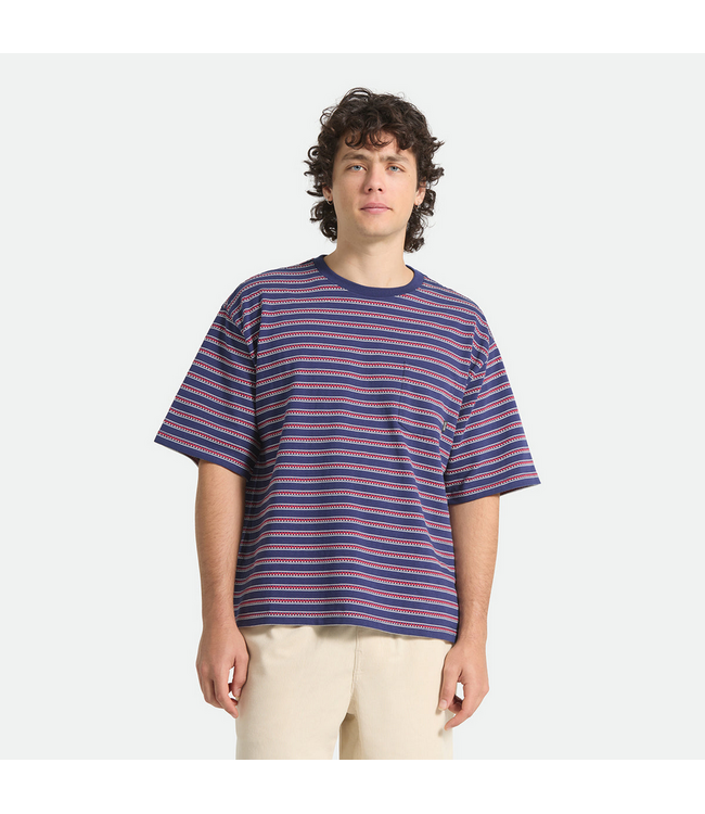 BRIXTON BRIXTON - POOLSIDE PIQUE BOX CROP TEE (WASHED NAVY)