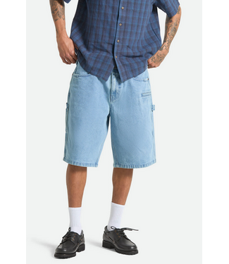 BRIXTON BRIXTON - BUILDERS CARPENTER BAGGY SHORT (WASHED BLUE DENIM)