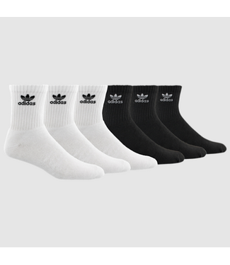 ADIDAS ADIDAS - ORIGINAL TREFOIL 2.0 QUARTER SOCK 6 PACK (BLACK/ WHITE)