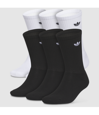 ADIDAS ADIDAS - ORIGINAL TREFOIL 2.0 CREW SOCKS 6 PACK (BLACK/ WHITE)