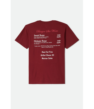 BRIXTON BRIXTON - BURGER SHE WROTE POCKET TEE (BURGUNDY)