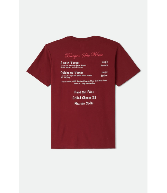 BRIXTON BRIXTON - BURGER SHE WROTE POCKET TEE (BURGUNDY)