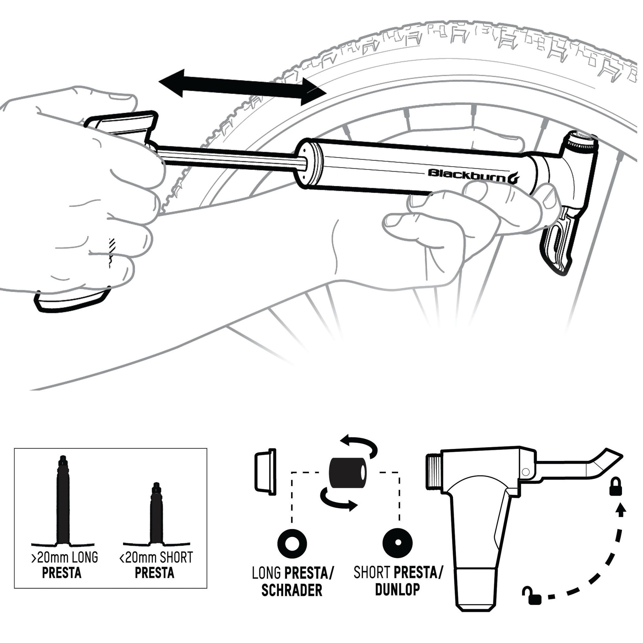 Blackburn BLACKBURN MAMMOTH ANYVALVE BLACK MINI PUMP