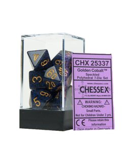 25337: 7pc speckled polyhedral Golden Cobalt
