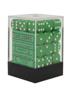 25805 Opaque 12mm d6 Green/white Dice Block (36 dice)