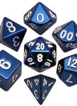 Dice: 7 pc: 16 mm: Metal: Blue
