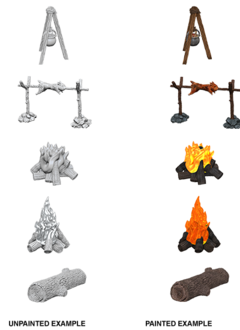 Wizkids Unpainted Minis: Camp Fire & Sitting Log