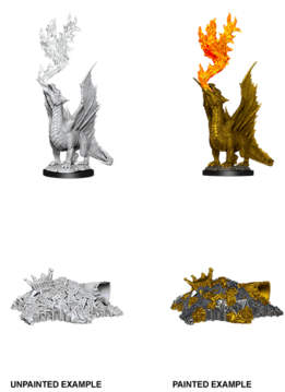 D&D Unpainted Minis: Gold Dragon Wyrmling & Small Treasure Pile (WV11)