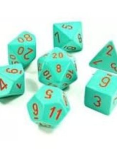 30039 Lab Dice Heavy Turquoise w/ Orange 7pc Set