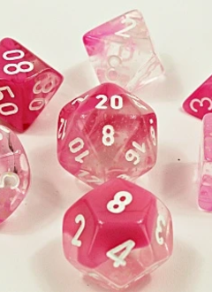 30042 Lab Dice Gemini Clear and Pink w/ White Luminary 7pc Set