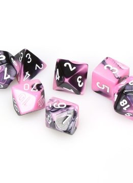 26430 Gemini Black and Pink w/ White 7pc Dice Set