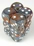 26624 Gemini Copper & Steel w/ White 12 d6 Dice Set